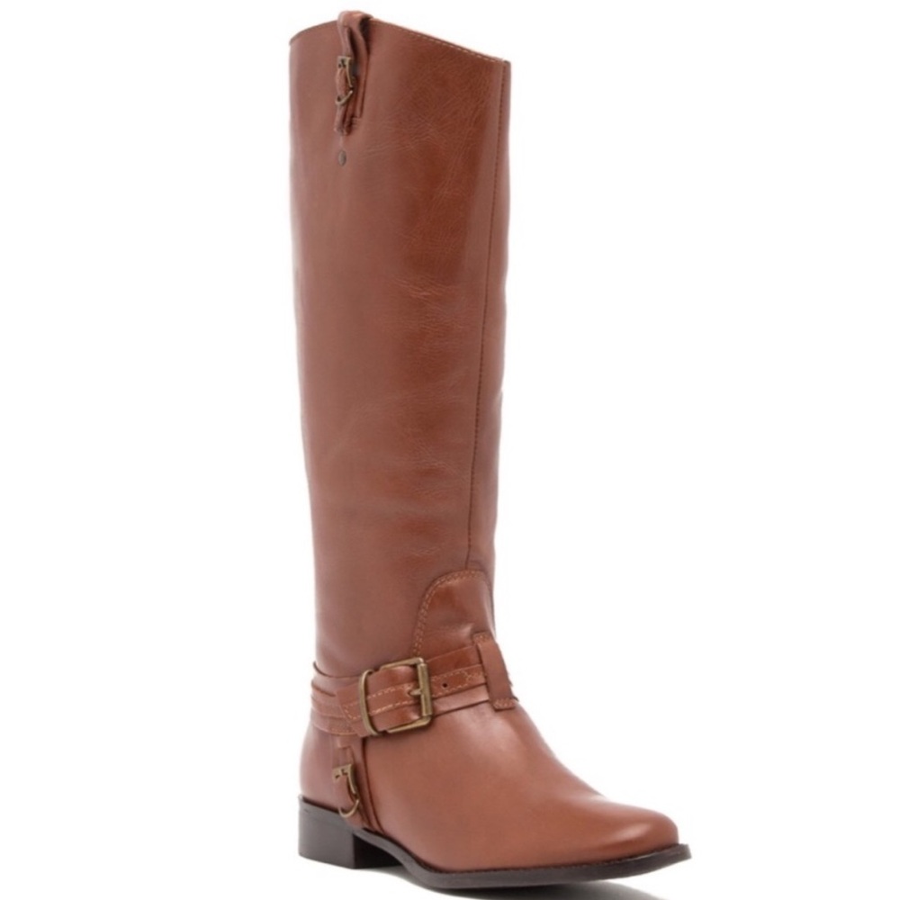 Matisse Flashback Leather Tall Riding Boots Brown Size 7 Buckle Biker NEW Moto